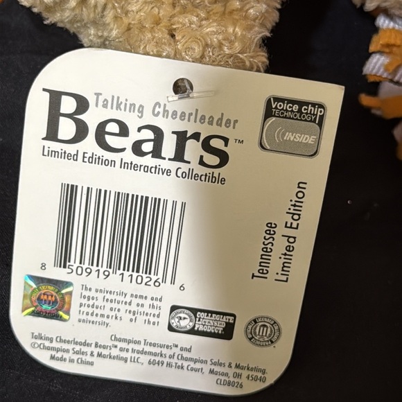 Tennessee Vols Talking Cheerleader Bear - Picture 7 of 9
